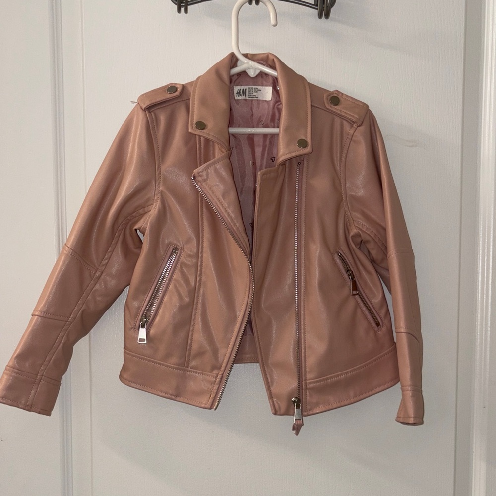 H&M girls Blush Leather Jacket